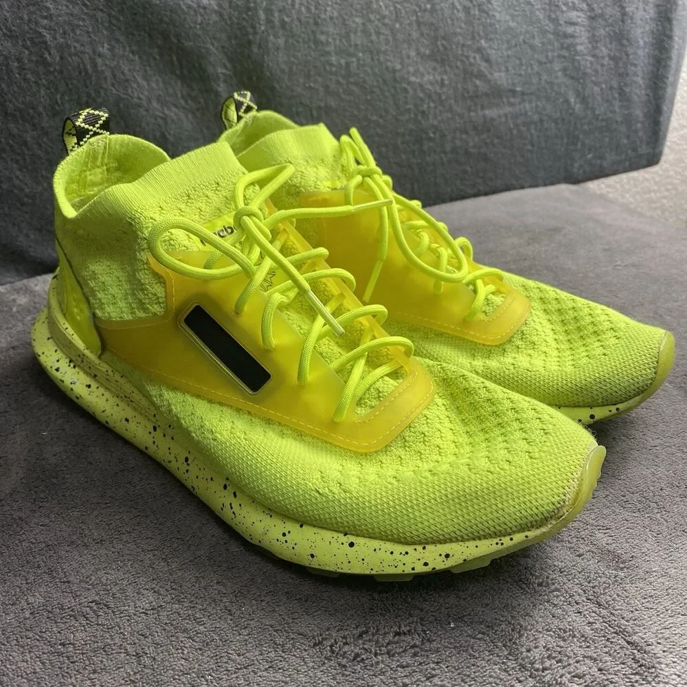Reebok Zoku Runner Ultraknit Neon Volt Green Slip On Mens 7.5 Athletic Sneakers